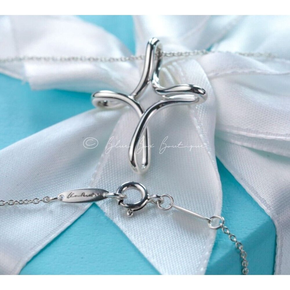 Tiffany & Co. Elsa Peretti Infinity Cross Pendant Necklace in Silver 16" - Picture 2 of 9